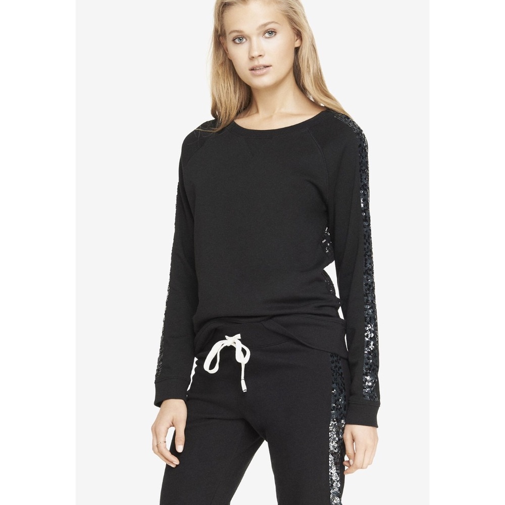 Express Sequin Lace Back Sweatshirt